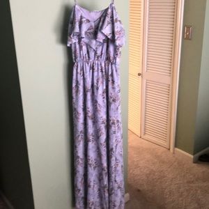 Beautiful lavender floral cold shoulder maxi dress